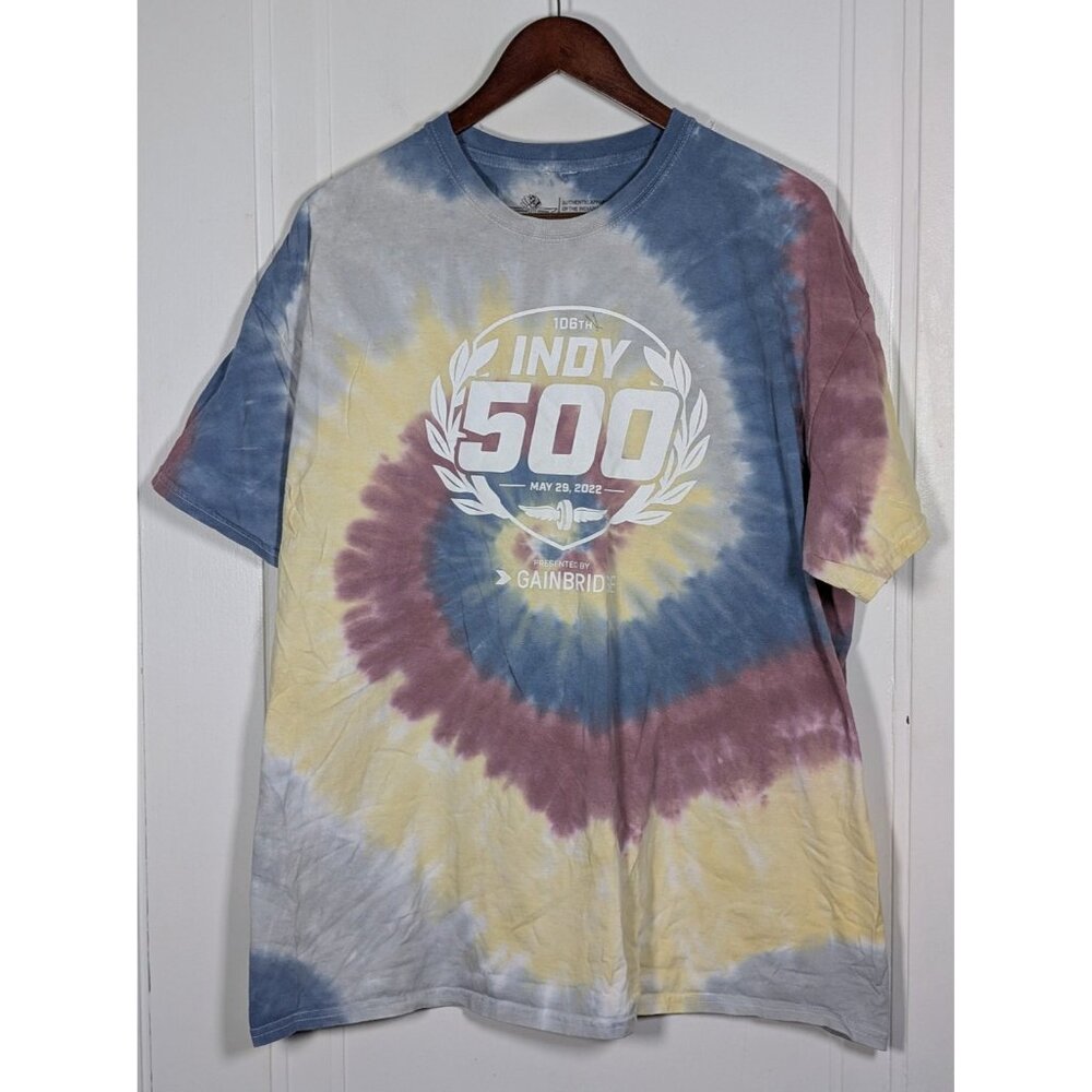 Indy 500 2022 Retro Tie Dye Indy Car Racing Tee T-Shirt Unisex Mens Sz XXL 2XL